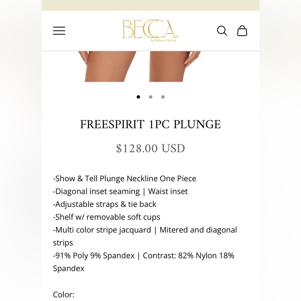 BECCA Free Spirit Plunge One-Piece Swimsuit NWT - Picture 6 of 13